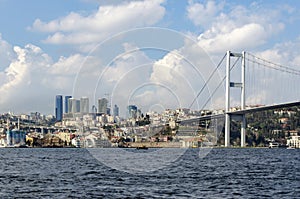 View of the European side of Istanbul from the Bosphorus. photo