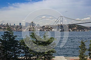 View of the European side of Istanbul from the Bosphorus. photo