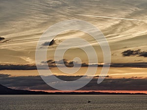 View in the evening on the island of Corfu.