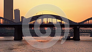 View of the Evening Seoul City from Han River Cruise Ship