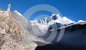 View of Everest Lhotse and Lhotse Shar from Barun valley