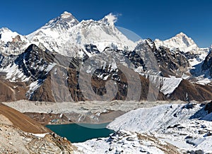 View of Everest, Lhotse, Makalu and Gokyo Lake