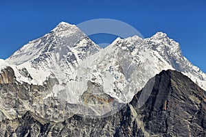 View of Everest and Lhotse peaks from Gokyo Ri, Nepal
