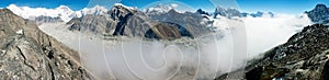 View of Everestse, Lhotse and cho oyu with Ngozumb