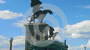 View of evren dragon near garibaldi castle in Samara. Statues form renaissance epoch.