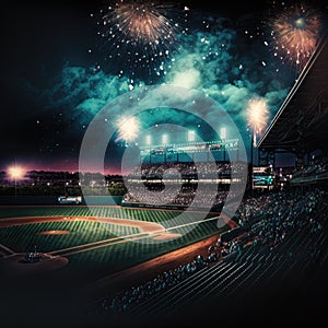 View of experiencing a baseball game - generative AI photo