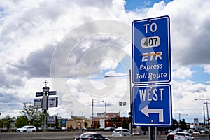 View Of 407 Express Toll Route (ETR) Sign.