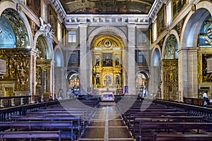 Baroque interior of the Jesuit Church of Saint Roch, Sao Roque in Bairro Alto, Lisbon, Portugal photo