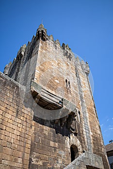 View at the exterior facade tower at Castle of Chaves, iconic monument building at the Chaves city, portuguese patrimony photo
