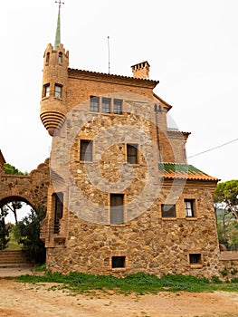 View of exterior of House of Master and School of Colonia Guell photo