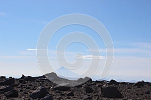 View from the extinct West crater on the top of Gorely volcano to Opala volcano photo