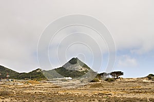 View of an extint volcano in an arid place Porto Santo, Portugal