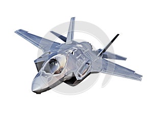 View of a F35 jet aircraft isolated on a white background. photo