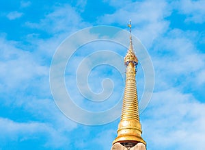 View of the facade of the building of the Shwegugyi temple in Bagan, Myanmar. Copy space for text.