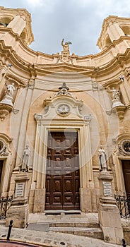 View at the Facade of Church of Saint Dominic in the streets of Valetta - Malta