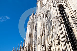 View of facade of Milan Cathedral in midday