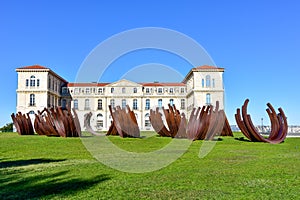 View of the facade of the Palace of Pharo/The Palace was built in The Second Empire style by Napoleon Bonaparte in Marseille,