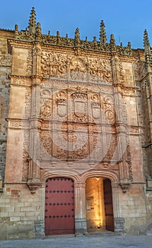 A view of the facade of the University of Salamanca