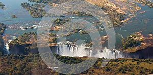 View of the Falls from a height of bird flight. Victoria Falls. Mosi-oa-Tunya National park.Zambiya. and World Heritage Site. photo