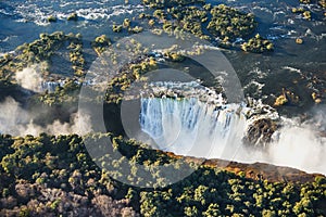 View of the Falls from a height of bird flight. Victoria Falls. Mosi-oa-Tunya National park.Zambiya. and World Heritage Site. photo