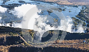 View of the Falls from a height of bird flight. Victoria Falls. Mosi-oa-Tunya National park.Zambiya. and World Heritage Site. photo