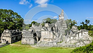 View of Famous ancient Mayan temples in Tikal National Park, Guatemala, Central America