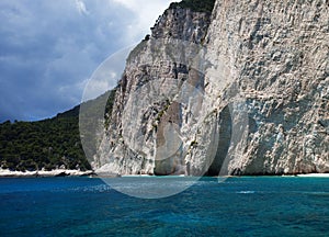 View of famous blue caves on Zakynthos island in Greece, Europe