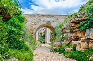 View of a famous bridge in the Italian town Polignano a Mare...IMAGE photo