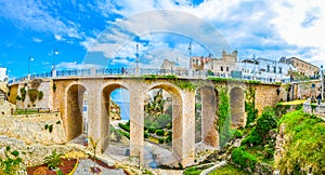 View of a famous bridge in the Italian town Polignano a Mare...IMAGE photo