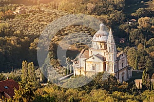 view of the famous Church of San Biagio in Montepulciano, Italy