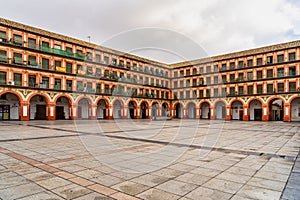 View of famous Corredera Square, Plaza de la Corredera in Cordoba, Spain