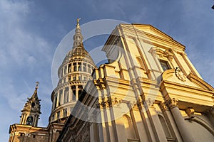 View of the famous Cupola of the San Gaudenzio Basilica in Novara, Italy. SAN GAUDENZIO BASILICA DOME AND HISTORICAL BUILDINGS IN