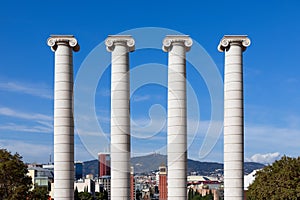 View of the famous Four Columns Les Quatre Columnes created by Josep Puig i Cadafalch. Barcelona, Spain photo