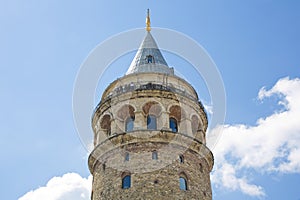 View of the famous fourteenth-century Galata Tower - Istanbul - Turkey