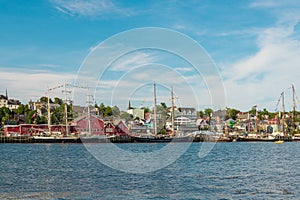 View of the famous harbor front of Lunenburg during Tall Ship Fe