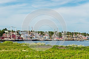 View of the famous harbor front of Lunenburg during Tall Ship Fe