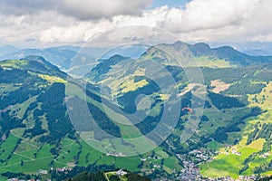 View of the the famous hiking trail Pinzgauer spaziergang in the alps near Zell am See, Salzburg region, Austria