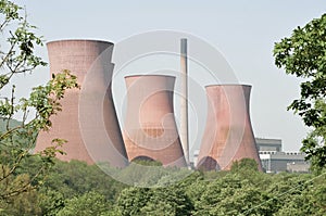View of famous Ironbridge power stations near the River Severn at Buildwas in Shropshire, England