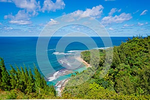 View of the famous Kee Beach in Kauai, Hawaii