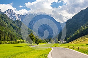 View of famous Logar Valley in Slovenia