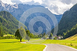 View of famous Logar Valley in Slovenia