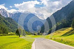 View of famous Logar Valley in Slovenia