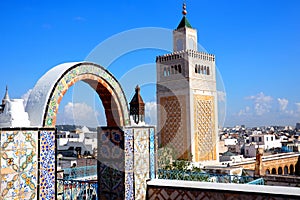 View of famous Mosque in Tunis, Tunisia