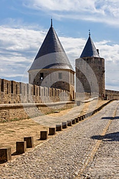 View of famous old castle of Carcassonne in France