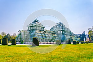 View of the famous palmenhaus within the grounds of the schonbrunn palace in Vienna, Austria....IMAGE