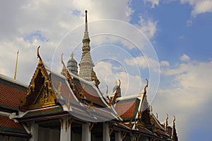 View of famous religion temple wat phra prakaew grand palace in Bangkok Thailand