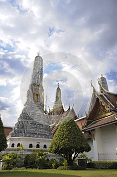 View of famous religion temple wat phra prakaew grand palace in Bangkok Thailand