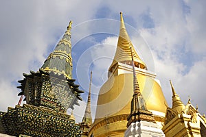 View of famous religion temple wat phra prakaew grand palace in Bangkok Thailand photo
