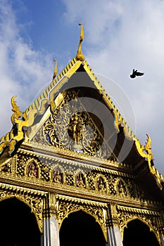 View of famous religion temple wat phra prakaew grand palace in Bangkok Thailand