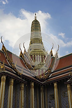 View of famous religion temple wat phra prakaew grand palace in Bangkok Thailand